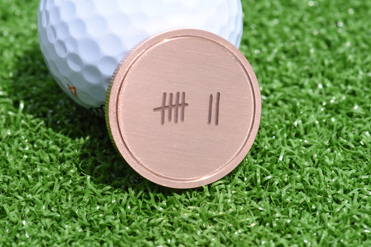 7th Anniversary Copper Golf Ball Marker - Personalized Engraving