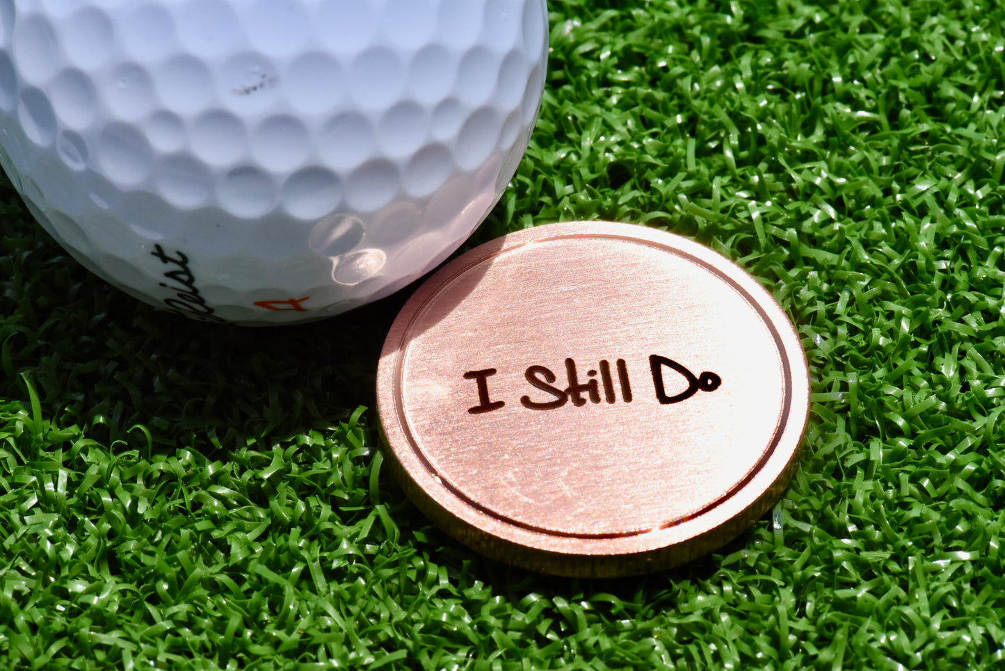 7th Anniversary Copper Golf Ball Marker - Personalized Engraving